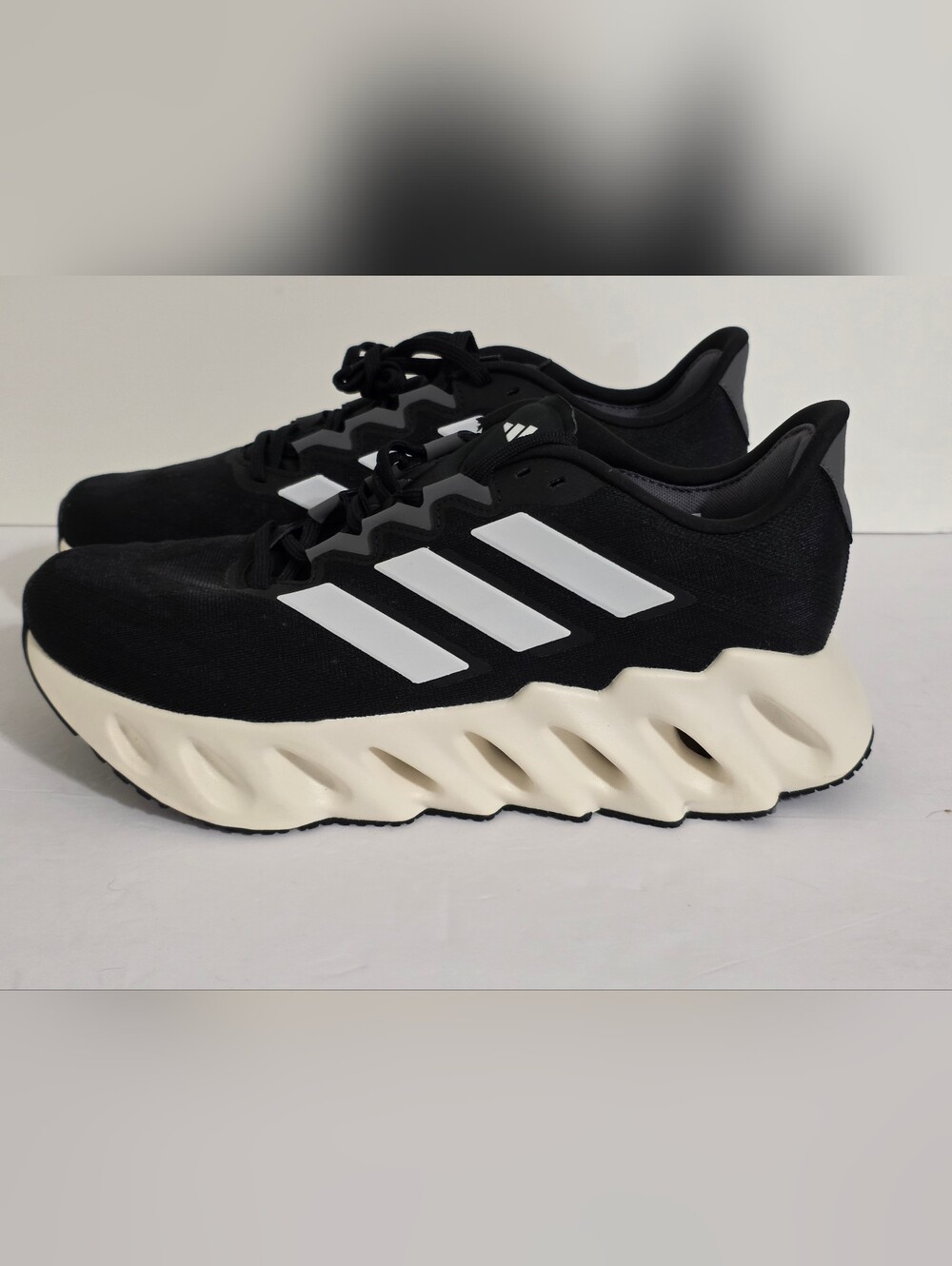 adidas Black Sneakers with White-Cream Sculpted Sole